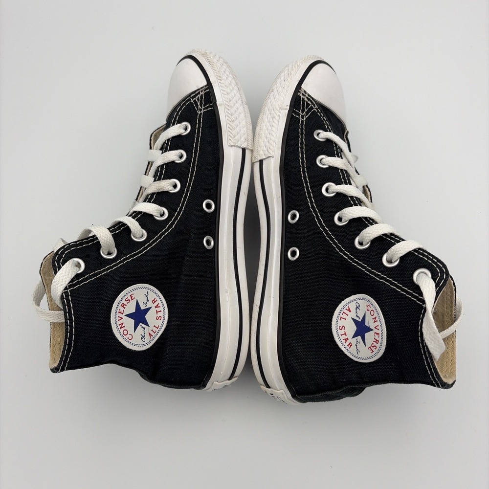 Converse All Star Chuck Taylor High Top Sneakers Youth Size 3 Black Red Stars - Picture 8 of 15